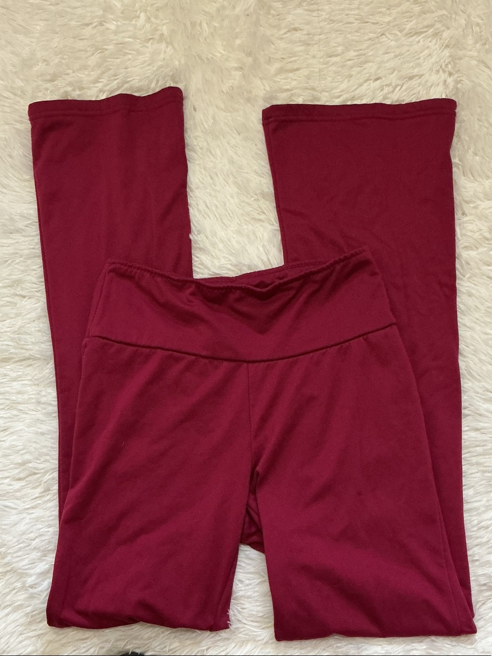High-Rise Women’s Stretch Flare Pants and Jacket Set - Burgundy